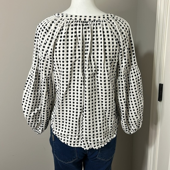 Velvet by Graham and Spencer White Black Embroidered Polka Dot Blouse XS - Picture 8 of 15